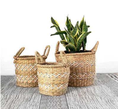 Natural/White Weave Basket