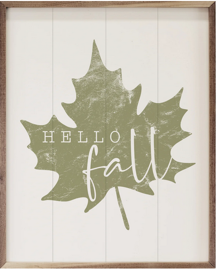 Hello Fall Leaf Framed Sign