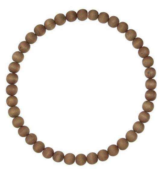 13" WOOD BEAD WREATH W/25MM BEADS