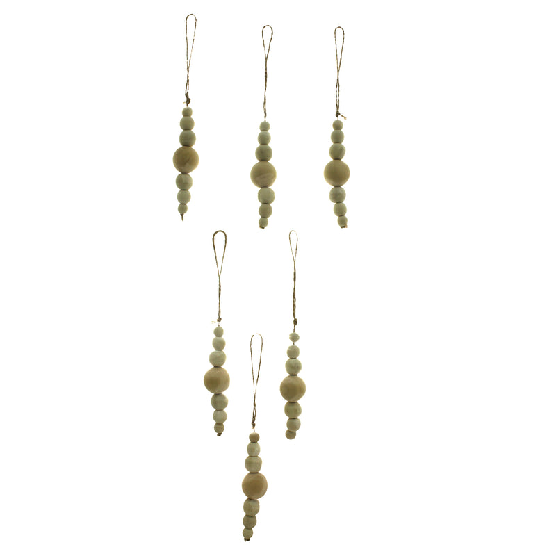 Set of 6 Natural Bead Ornaments