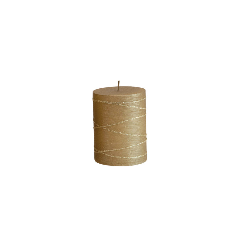 Unscented Pillar Candle - Gold Metallic Finish