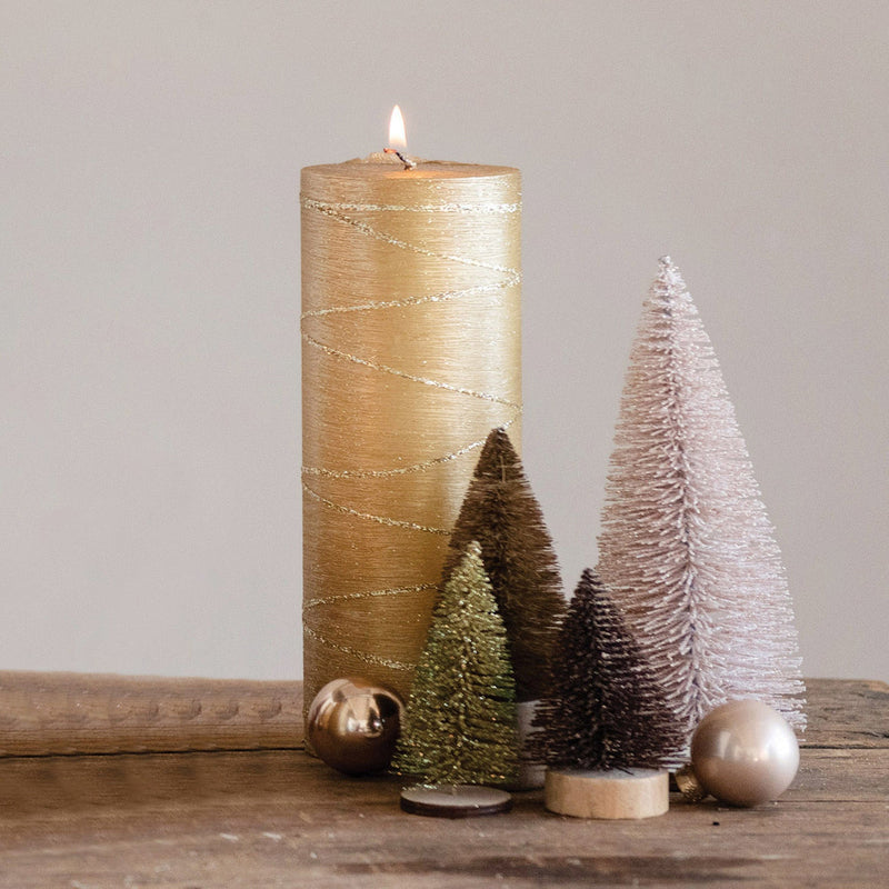 Unscented Pillar Candle - Gold Metallic Finish