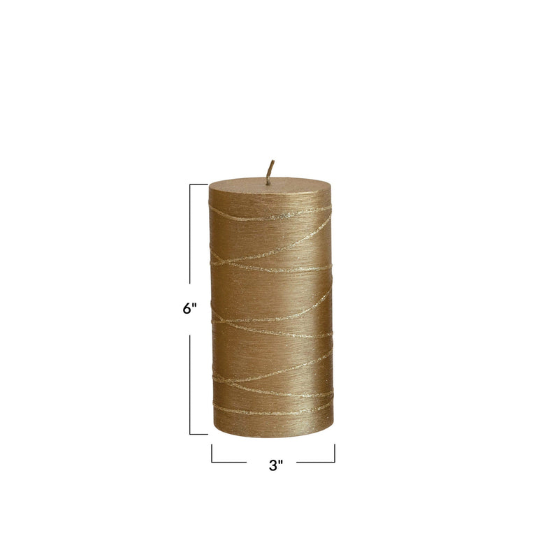 Unscented Pillar Candle - Gold Metallic Finish