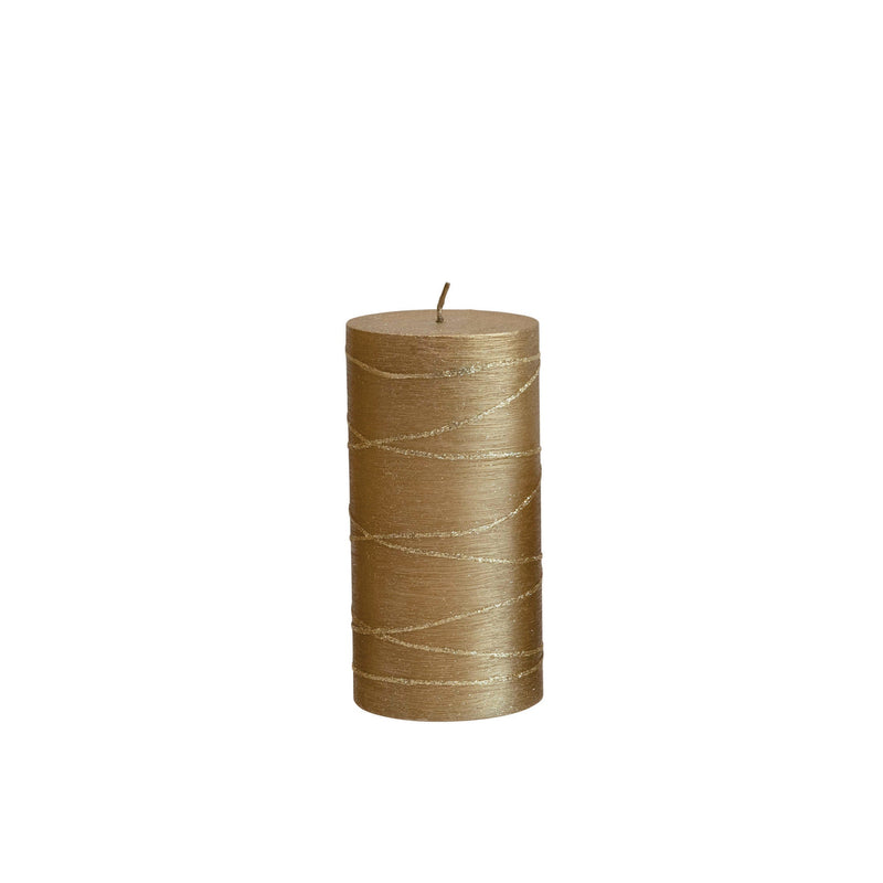 Unscented Pillar Candle - Gold Metallic Finish