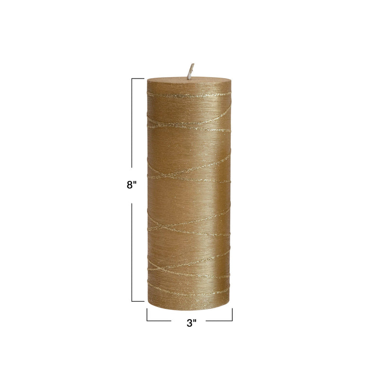 Unscented Pillar Candle - Gold Metallic Finish
