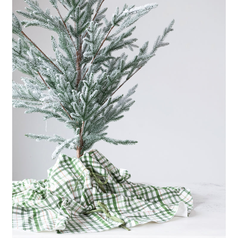 48" Round Cotton Printed Plaid Tree Skirt