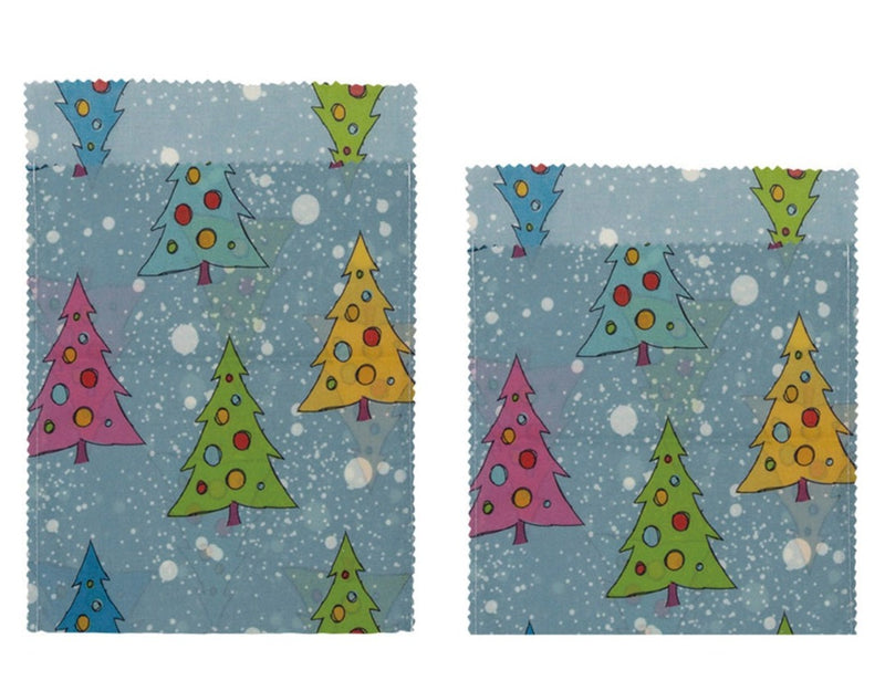 Reusable Fabric Beeswax Food Bags with Prints, Set of 2