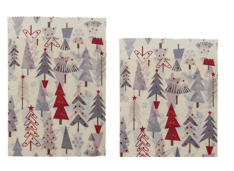 Reusable Fabric Beeswax Food Bags with Prints, Set of 2