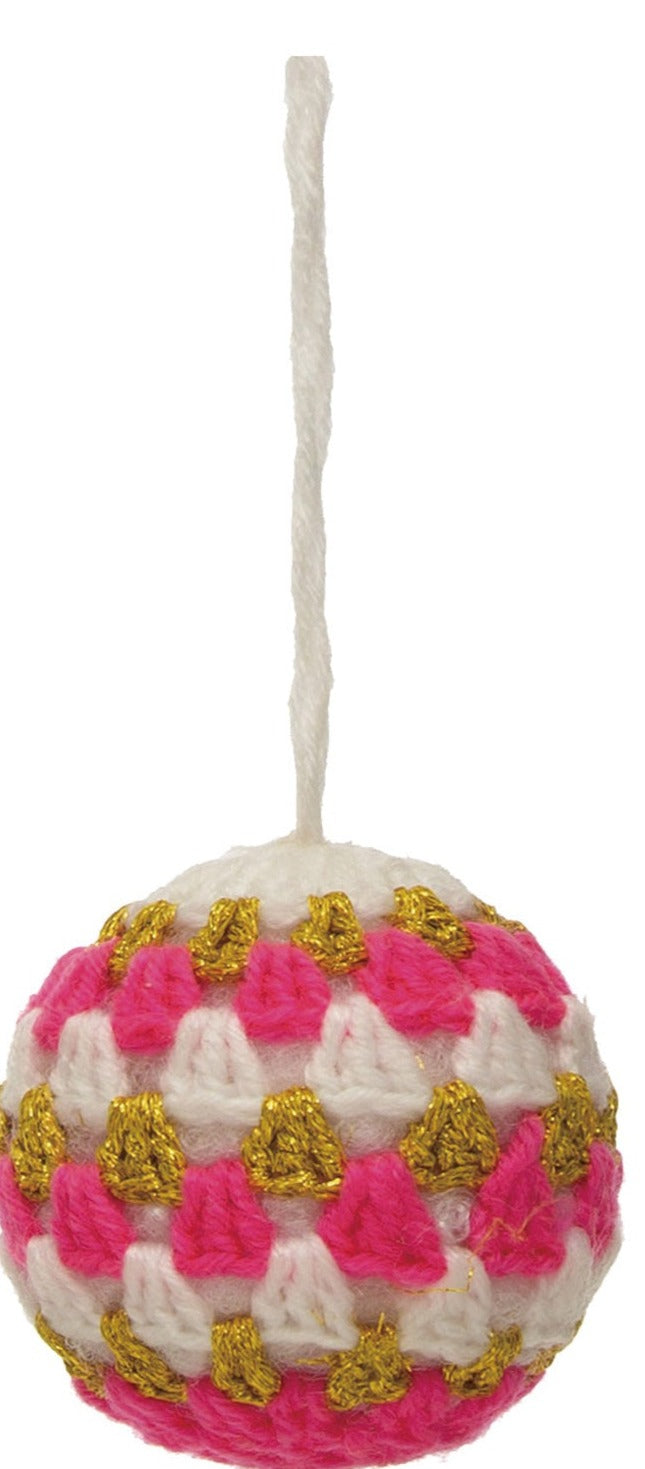 3" Round Fabric Crocheted Ball Ornament