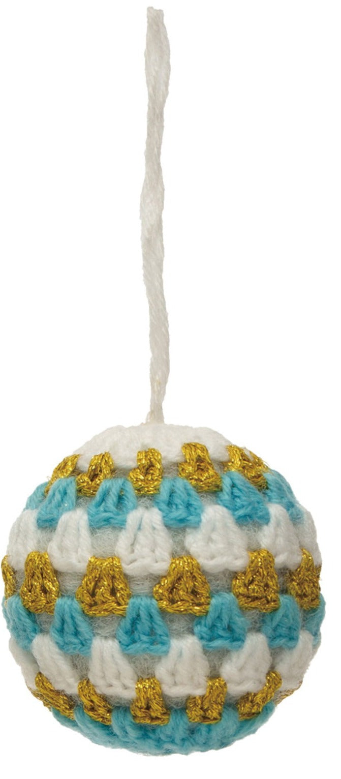 3" Round Fabric Crocheted Ball Ornament