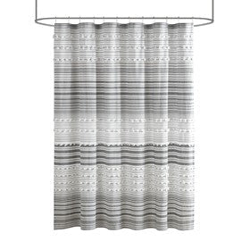 Calum Shower Curtain w/ Pom Poms- Gray
