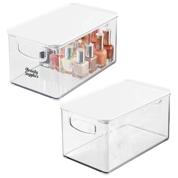 Bath Storage Bin with Lid 10x6x5