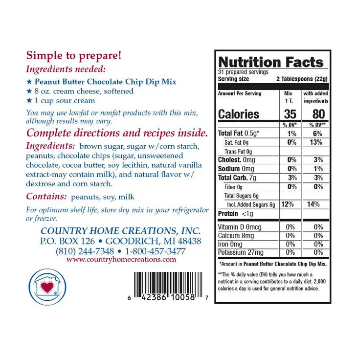 Peanut Butter Chocolate Chip Dip Mix