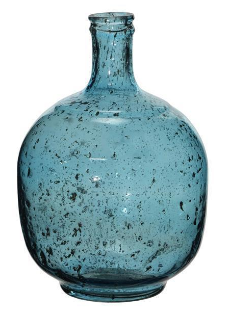 Pebbled Glass Vase- Blue