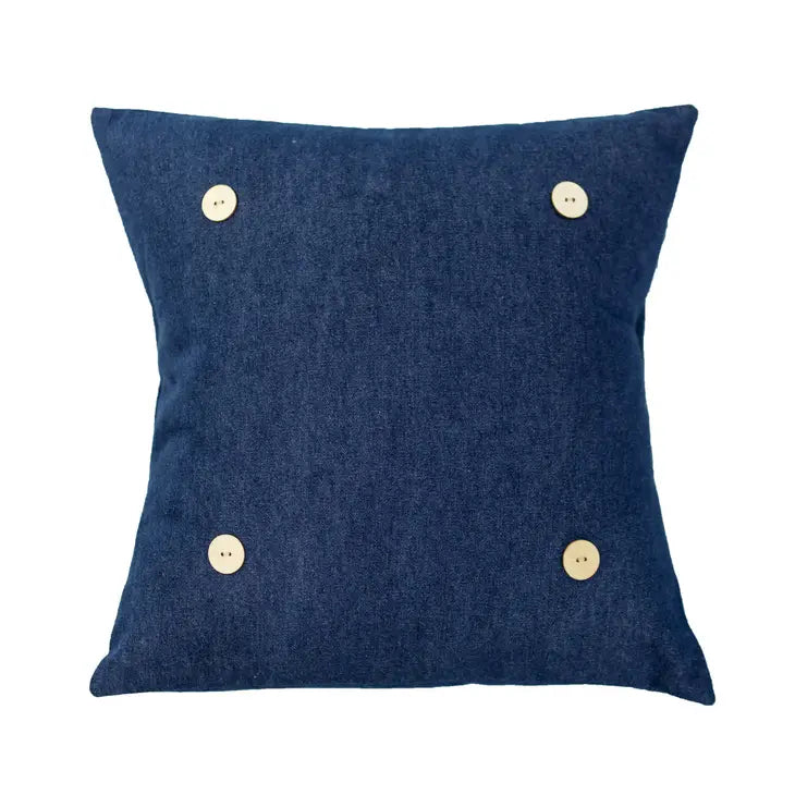 Navy Square Button Pillow