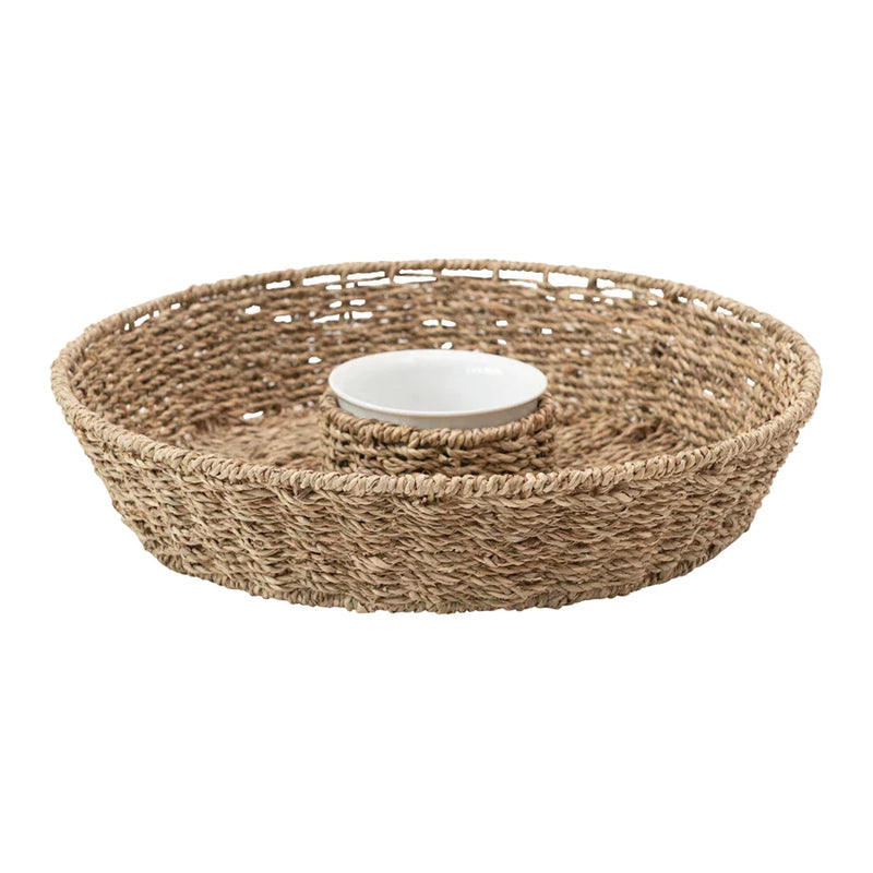 Chip and Dip Basket with Ceramic Bowl