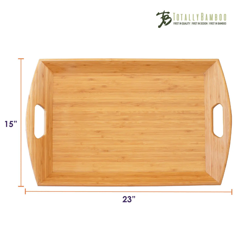 Bamboo Butler'S Serving Tray with Handles, 23" X 15"