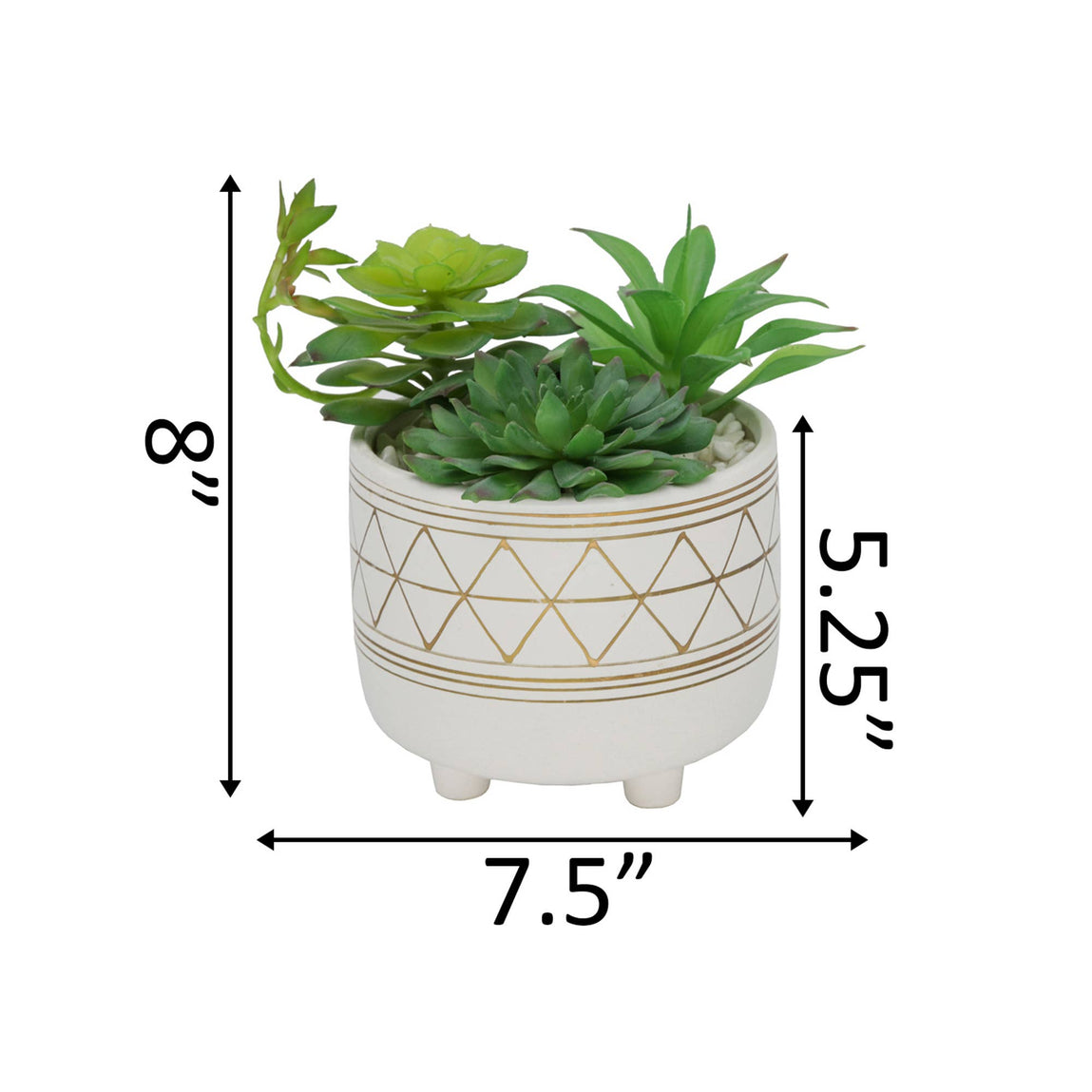 geo succulents 6" FOOTED GOLD GEO CERAMIC SUCCULENT