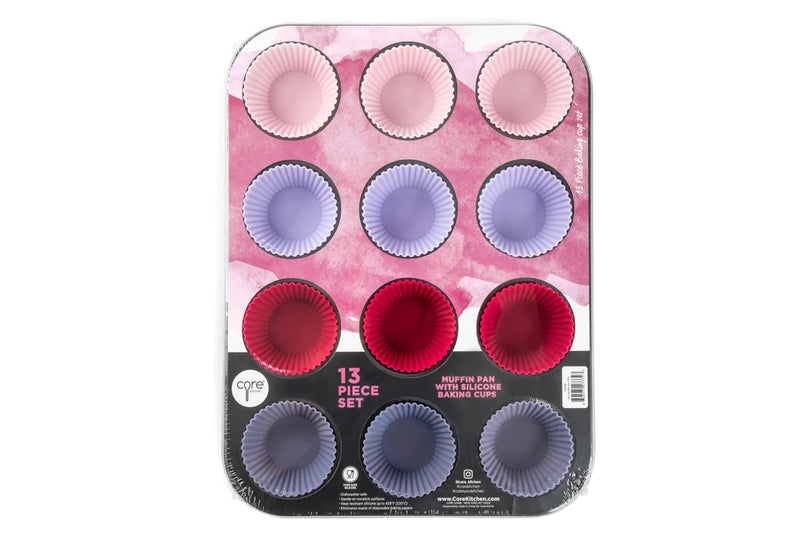 13 Pc Muffin Pan W/ Liners Set
