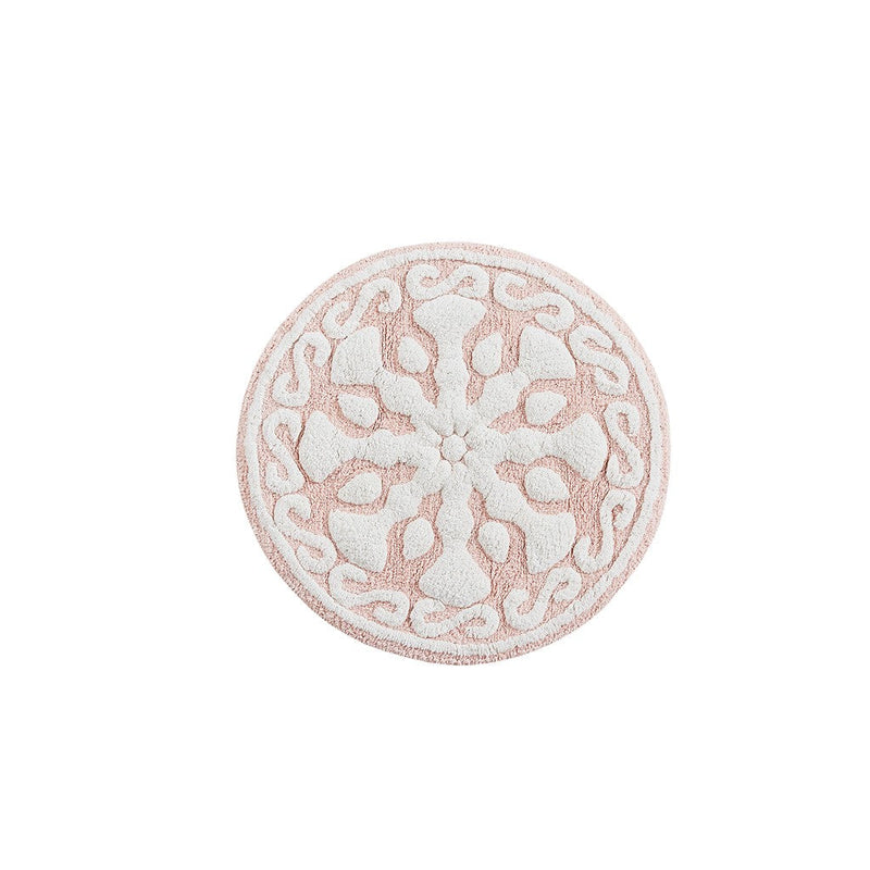 Casablanca Medallion Cotton Tufted Bath Rug- 25" Round- Pink