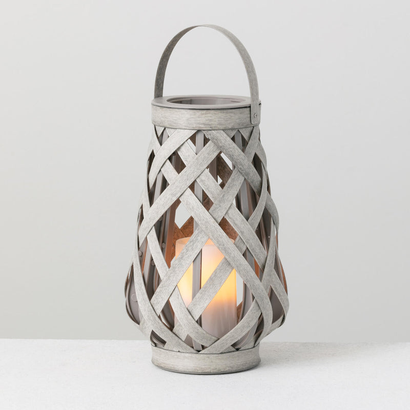 Basket Lantern W/ LED Pillar Candle