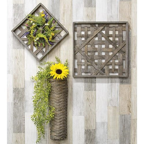 12" Graywash Square Woven Frame