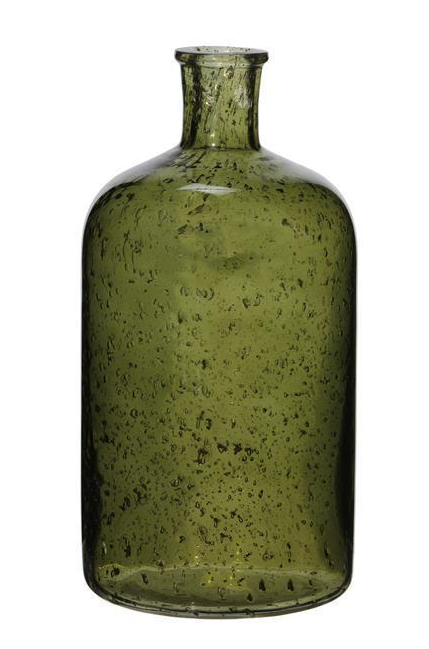 Pebbled Glass Bottle Vase