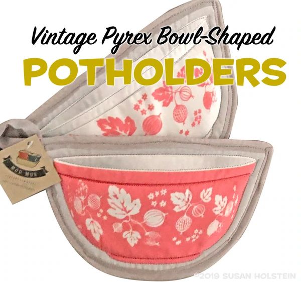 VIntage Pyrex Bowl Shaped Potholders - Set of 2 - PINK GOOSEBERRY
