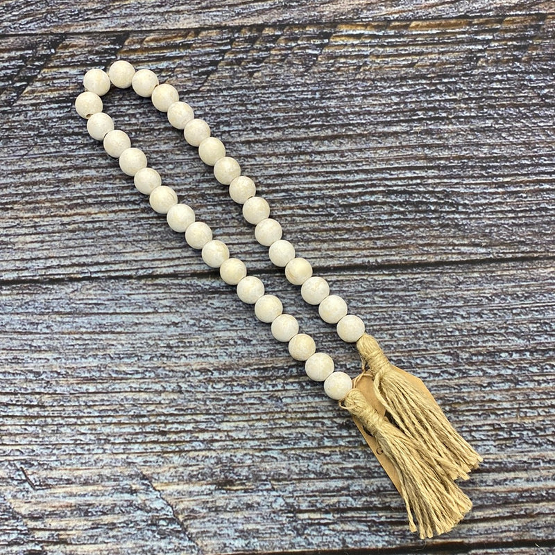 24" White Wash Bead Garland