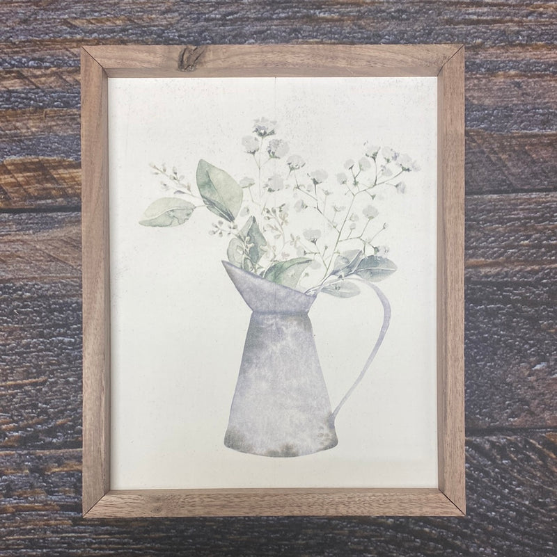 8X10 Water Pitcher and Flowers Framed Art