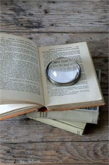 Metal & Glass Paperweight/Magnifying Glass