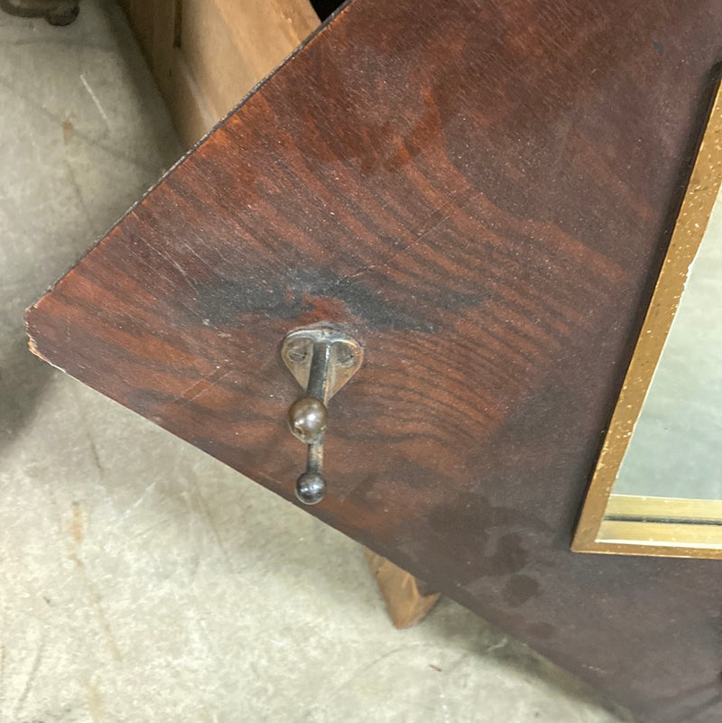 Mirror with 3 Hooks Antique