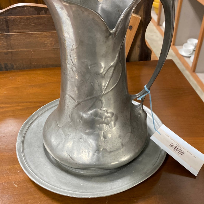 Vintage Kayserzinn Pewter Pitcher w/ Plate 1709