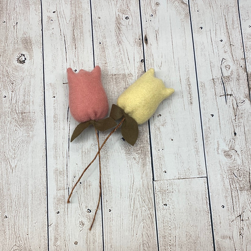 Hand Made Wool Tulips Set of 2