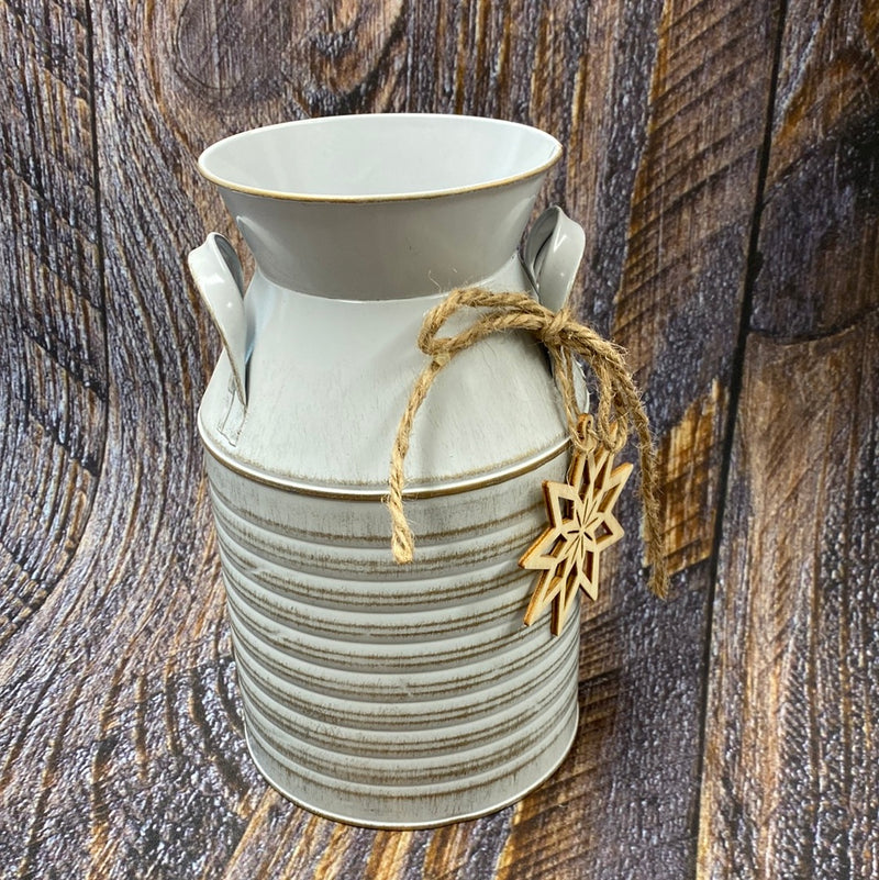 Galvanized Milk Can w/ Snowflake