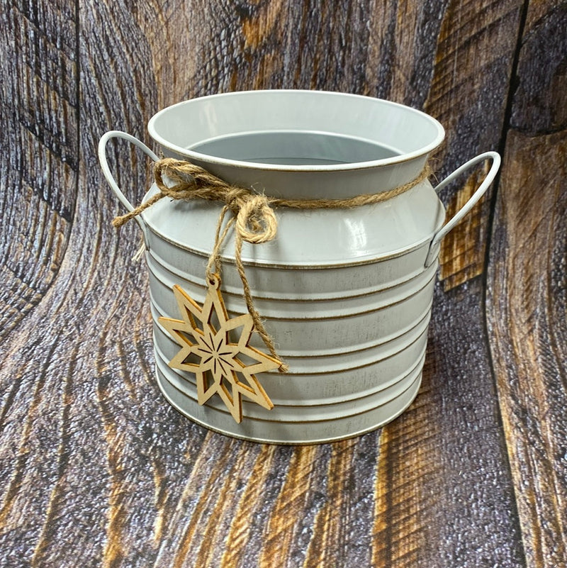 Galvanized Milk Can w/ Snowflake
