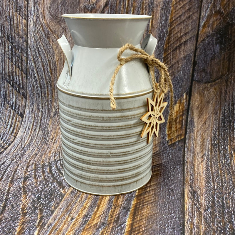 Galvanized Milk Can w/ Snowflake