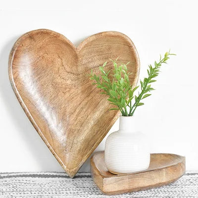 Carved Wood Heart Bowl